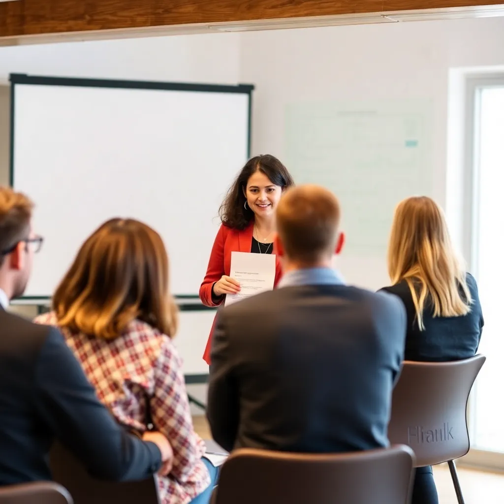 Workshop facilitator die een interactieve financiële oefening begeleidt